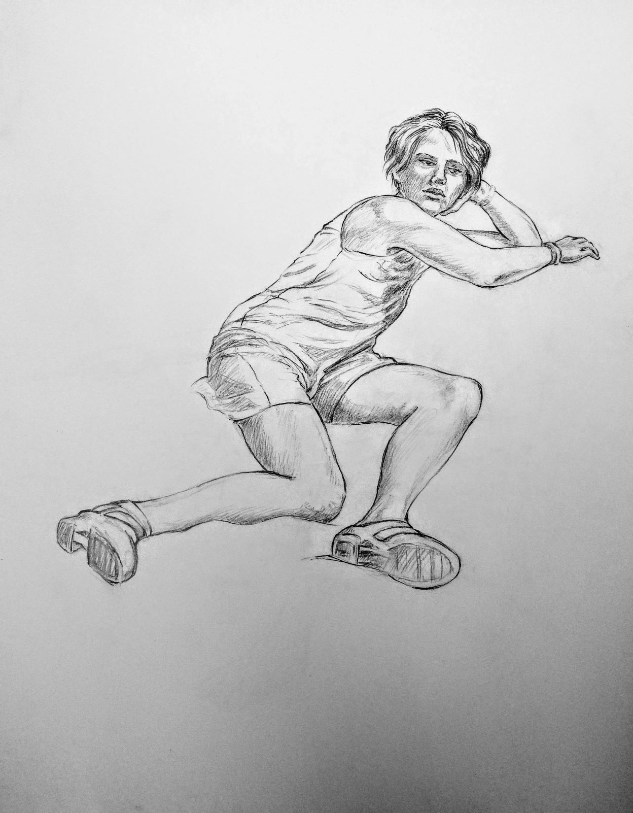 Draped woman, leaning.